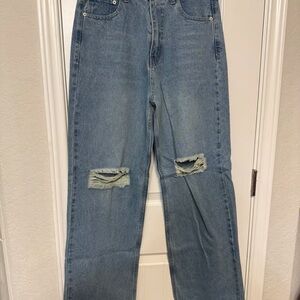 Urban Daizy Boutique High Rise Wide Leg Distressed Jeans Size L